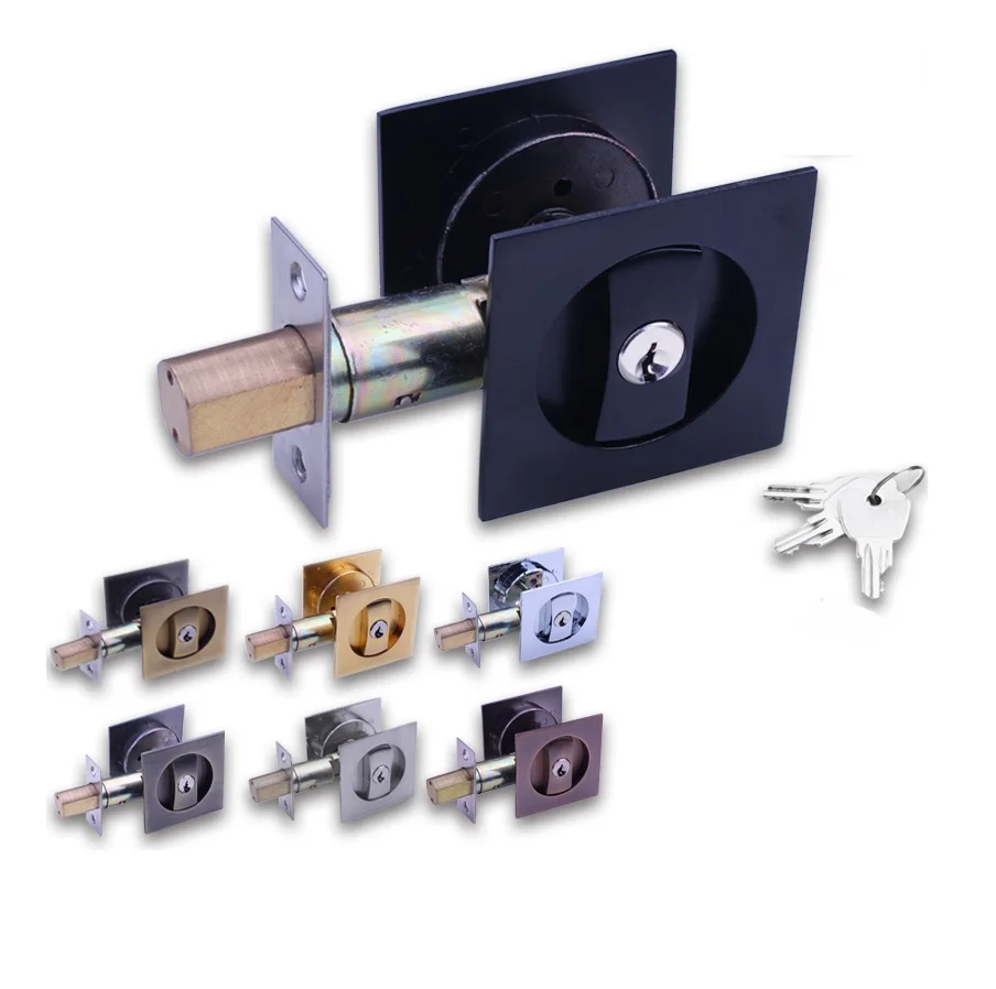 

Bed Bath Door Lock Mortise Flush Recessed Pull Ring Double Side Square Escape thumb turn