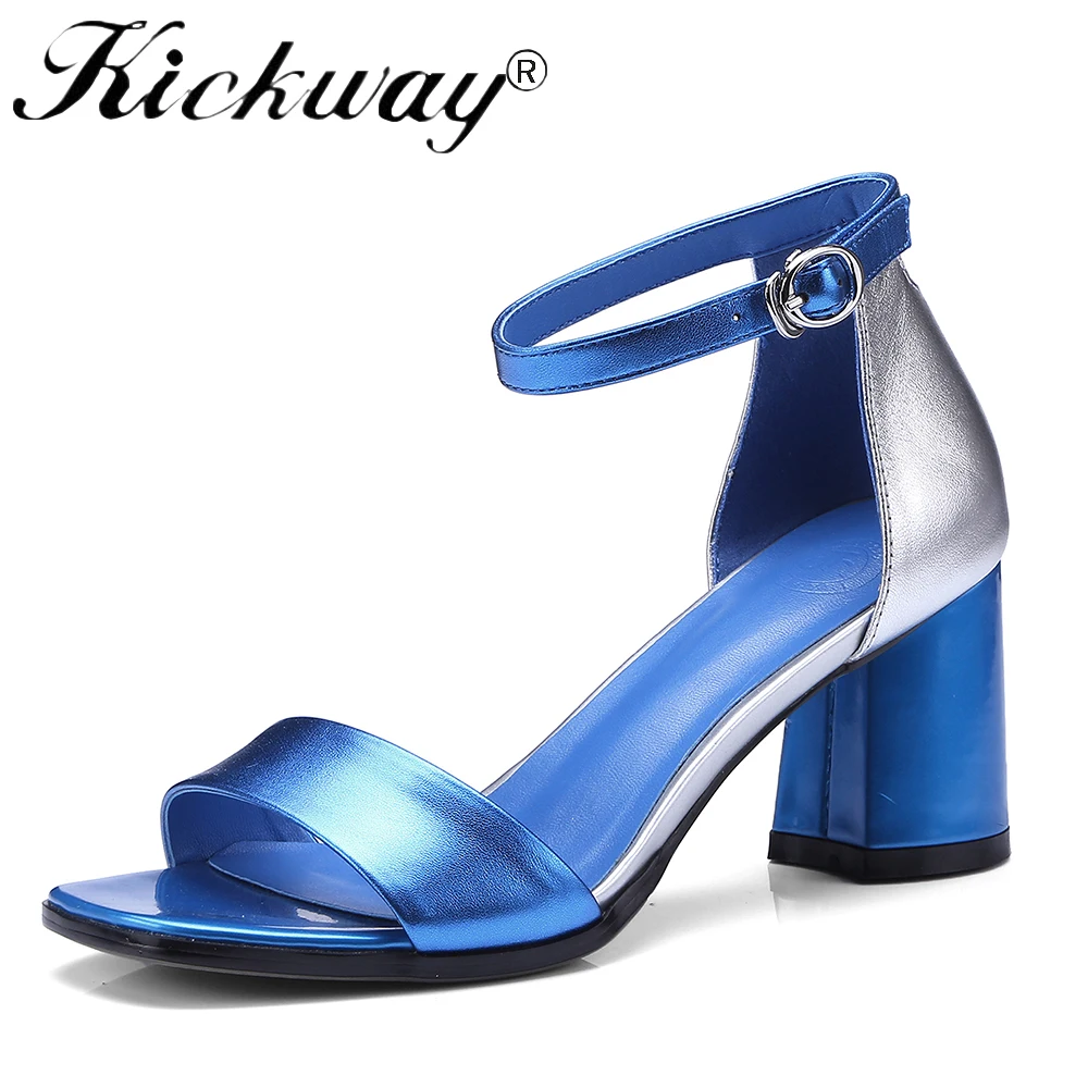 

Kickway 2018 Brand New Genuine Leather Women Shoes Woman Sandals Nature Cow Leather Party Shoes zapatos mujer Plus Size 34-42