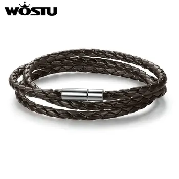 

New Arrival 60CM Brown PU Leather Wrap Bracelet With Magnet Clasp Jewelry For Women Men Unisex Fashion Pulseira XCJ0063