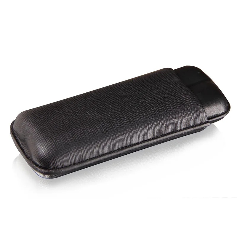 

2 Counts Big Ring Guage Leather Cigar Case Cloth Pattern Genuine Leather Cigars Accessories Travel Carry Gadgets Smoking Case
