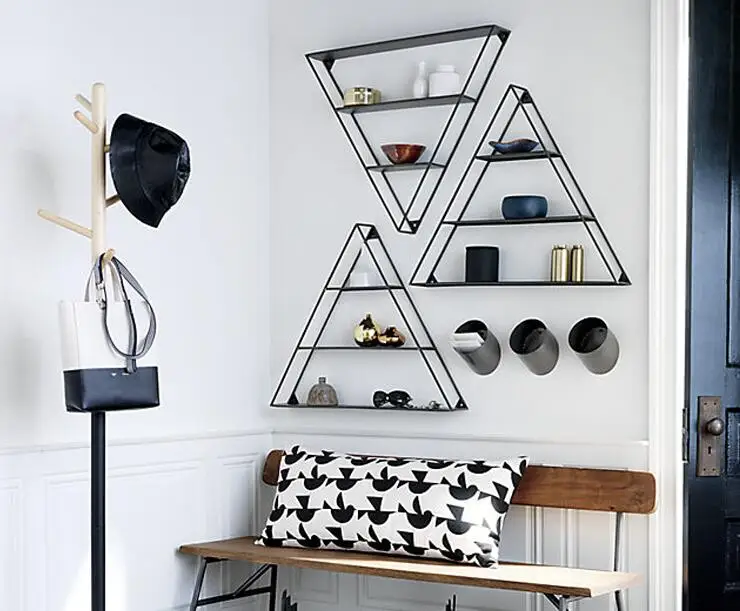 On the wall shelf. Iron art living room a word partition shelf wall hanging wall bookshelf..081