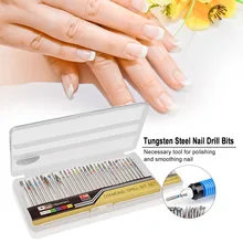 30 шт. вольфрамовые стальные фрезы для ногтей высокоскоростные шлифовальные головки для электрическая машинка для обработки ногтей инструмент для полировки и сглаживания ногтей