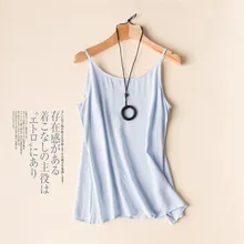 Новая мода, большие размеры, Женская хлопковая и льняная майка без рукавов, черная и белая майка, летняя одежда, тонкие топы на бретельках, WZ764