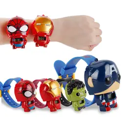 Популярные стильные часы Мстители Железный человек, Халк Человек-паук, Капитан Америка, фигурка трансформированная игрушка