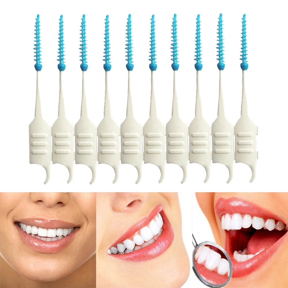 200pcs Double Floss Head Tooth Flossing Head Hygiene Dental Plastic