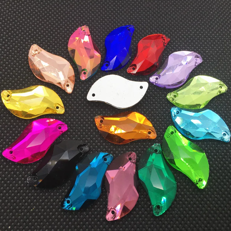 

6x12mm 10x20mm 15x30mm S shape Sew On Stone Glass Crystal Flatback More Colors Sew on Rhinestone For Costume Dress clothing