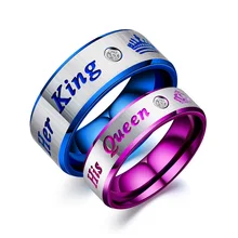 JHSL нержавеющая сталь для влюбленных пар мужские женские обручальные кольца подарок на день святого валентина ее король его королева США Размер 5 6 7 8 9 10 11