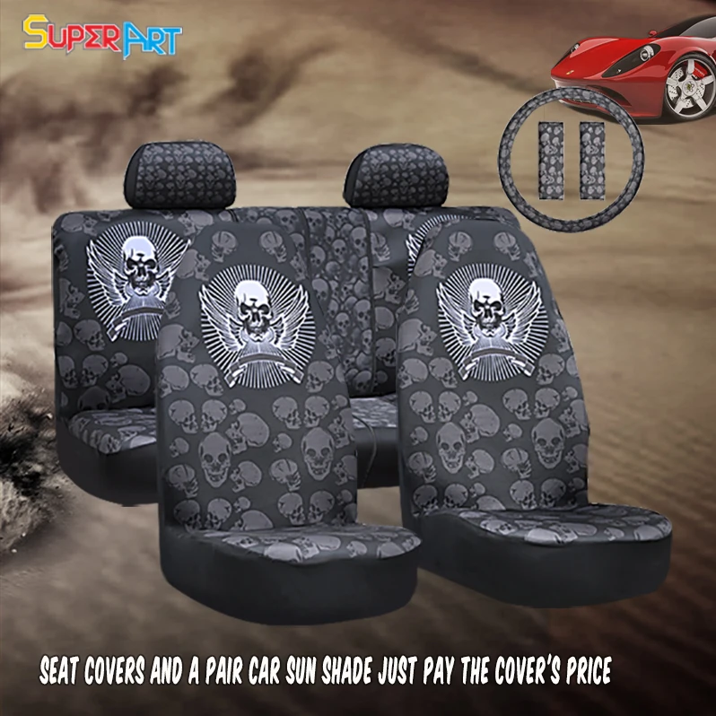 Car Seat Covers Airbag Compatible Cool Sleek Styling Skull