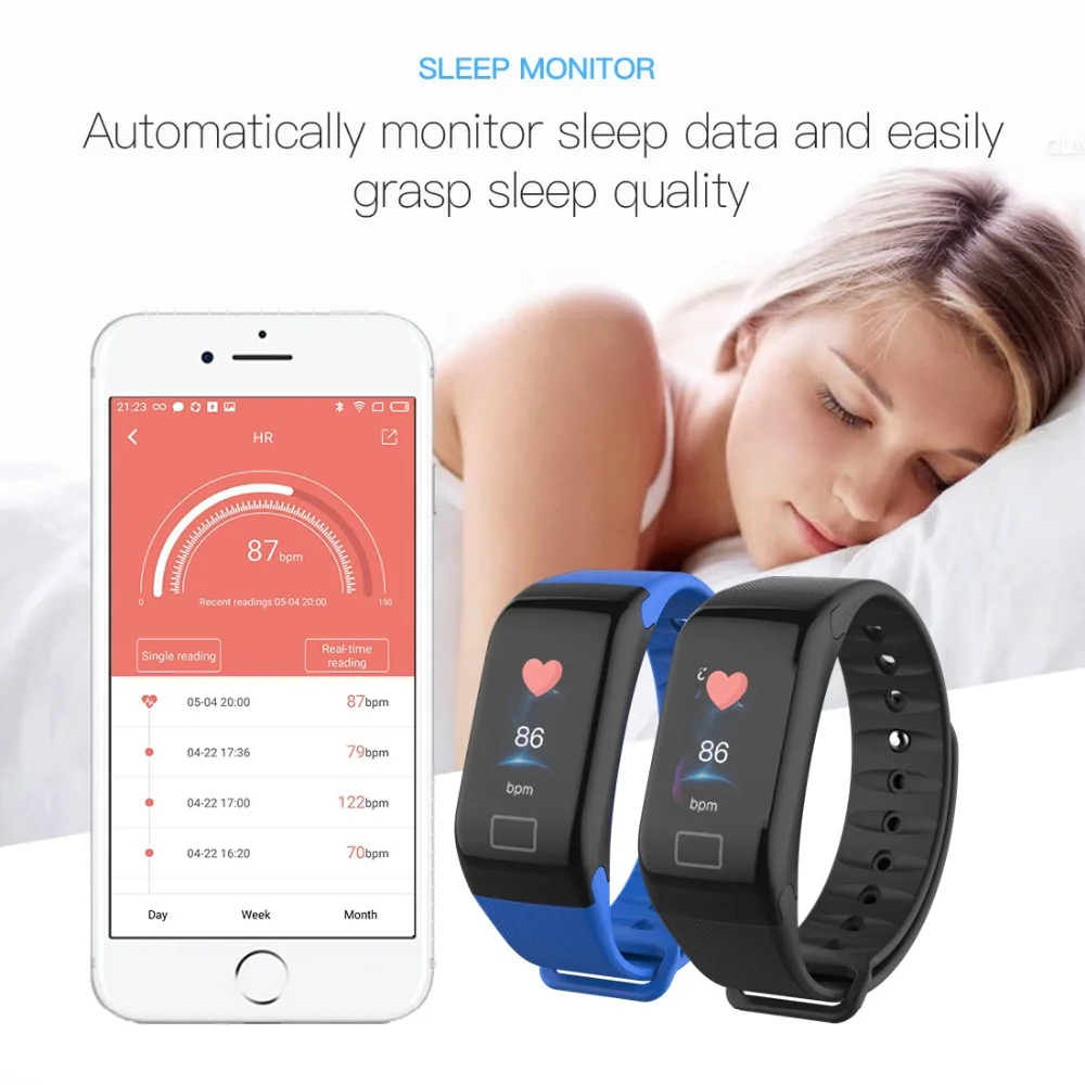 Letike F1plus фитнес трекер Смарт браслет часы группа HR сна Водонепроницаемый