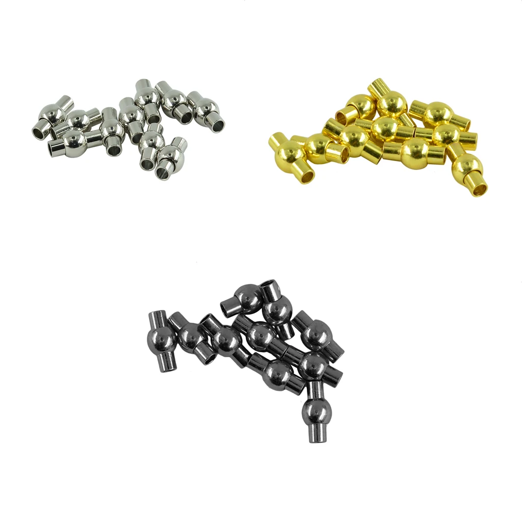 10Pcs Barrel Magnetic Clasps Glue-in Ends Jewelry DIY Making Findings Black