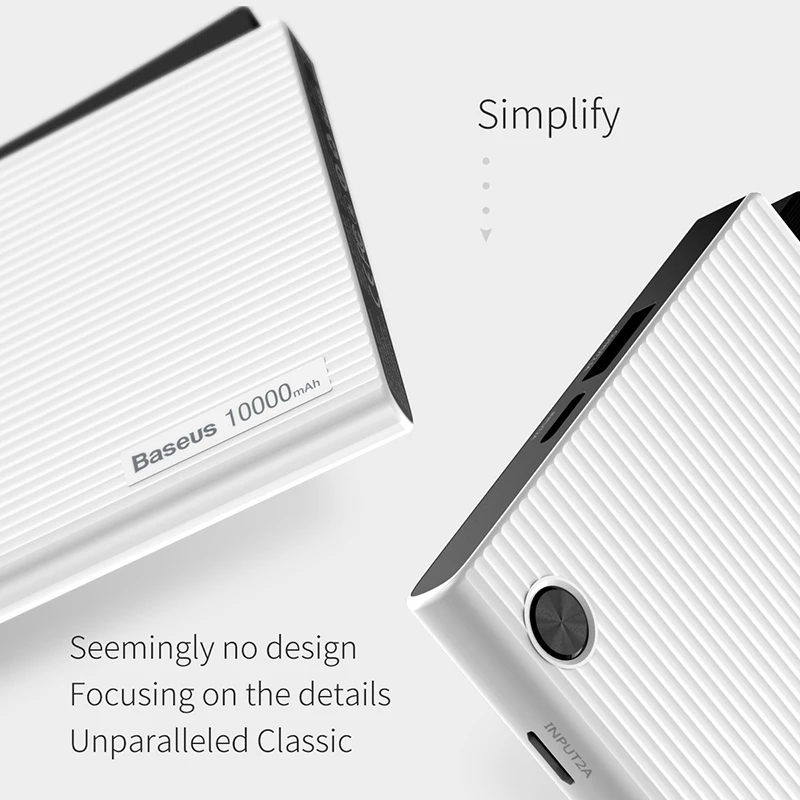 Baseus 10000mAh Dual USB Power Bank Portable External Battery Charger For iPhone Mobile Phone LCD Powerbank With 2 in 1 Cable