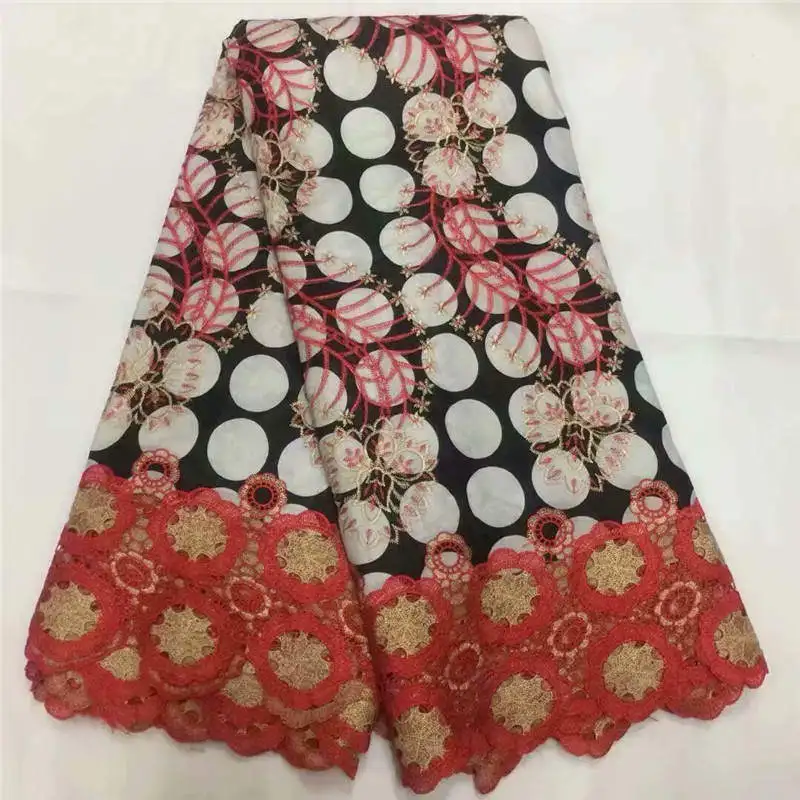 

DF!Floral Hollandais embroidered African french lace net tulle fabric with guipure lace borders High quality 6 yards ! J40351