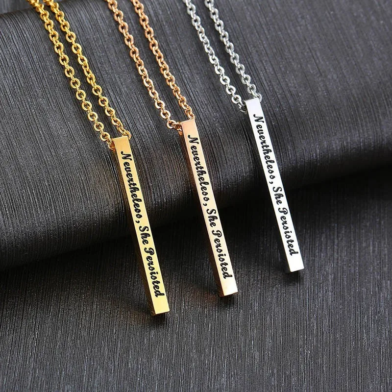 

Vnox Customized Inspirational Sayings Bar ID Tag Necklaces for Women Man Stainless Steel Positive Energy Unisex collar Bijoux