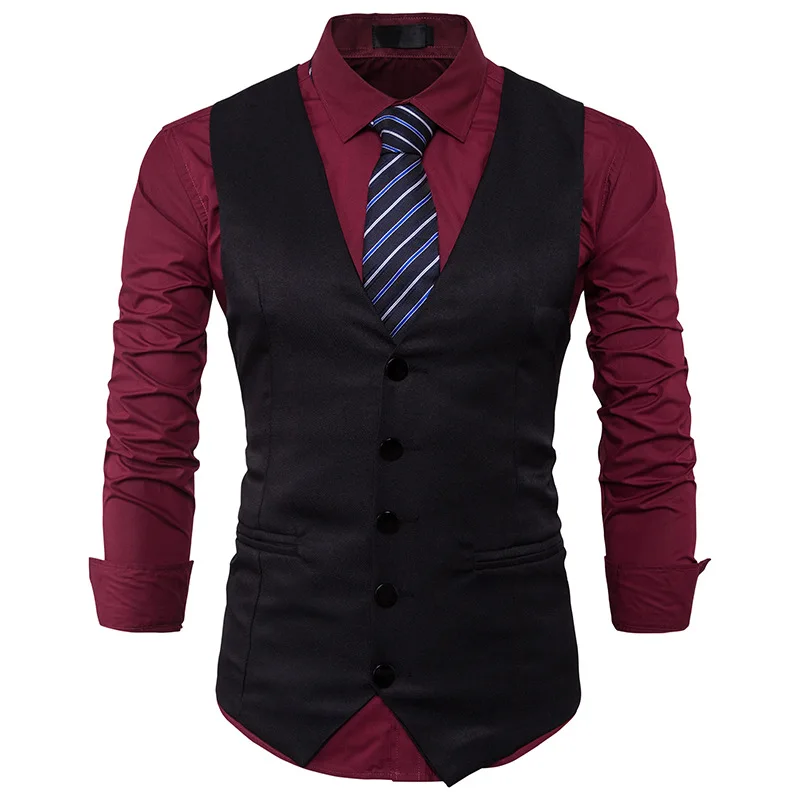2018 New Arrival Dress Vests For Men Slim Fit Mens Suit Vest 3 Styles