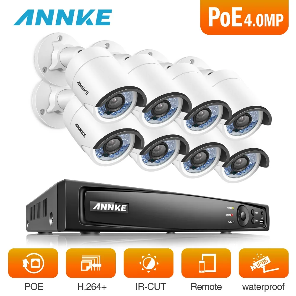 ANNKE 8CH 4MP POE NVR система безопасности видео с 8 шт 4 мм погодозащитный инфракрасный