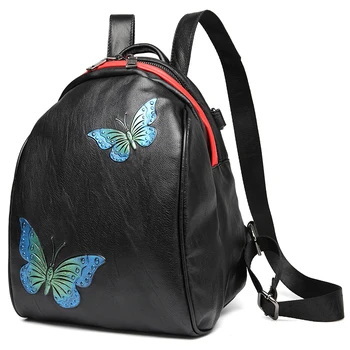 

Genuine leather butterfly backpack women's shell bag multi functional shoulder strap cute school bag hot travel bags