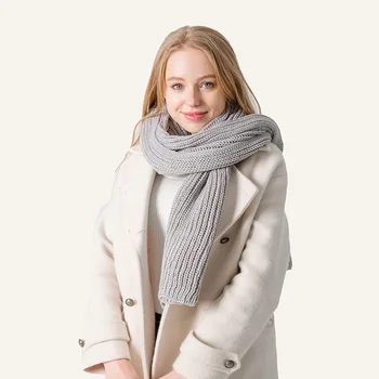 

Winter Knitted Women Gray Long Scarf Warm Scarves for Women Black White Winter Scarf Lovers Solid Knit Scarfs Red Men Shawl