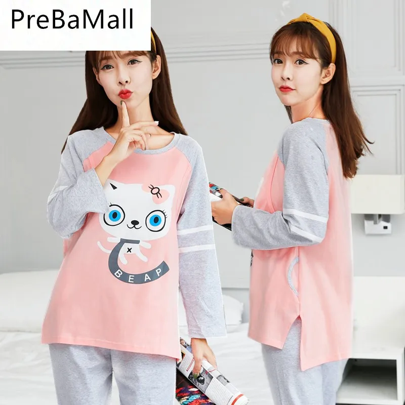 

Breast feeding Maternity Clothes 2019 Winter Cotton Nursing Pajama Sets For Pregnancy Women Nightwear Maternity Clothing D0040