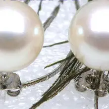 > ААА+++ японский культурная жемчужина акоя 9 мм белые серьги-гвоздики