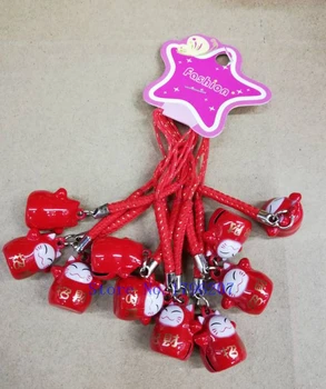 

New 10 Pcs Cartoon lucky cat bag Bells Cell Phone Strap Charms Keychains Key Ring DIY Jewelry Making Accessories Ty-107