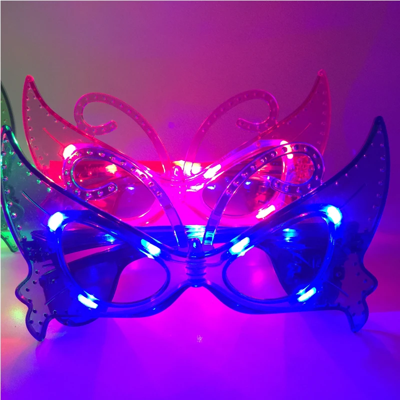 Costume Leds Led Clothes 5pcs/lot Laser Flashing Glasses Light Party Glow Mask Christmas Halloween Gift Blinking Led Butterfly 15