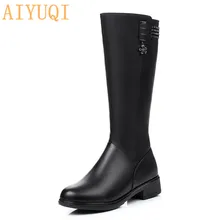 Женские зимние сапоги; женские сапоги из натуральной кожи; женские высокие сапоги на высоком каблуке; теплые зимние сапоги с шерстяной подкладкой; модная женская обувь