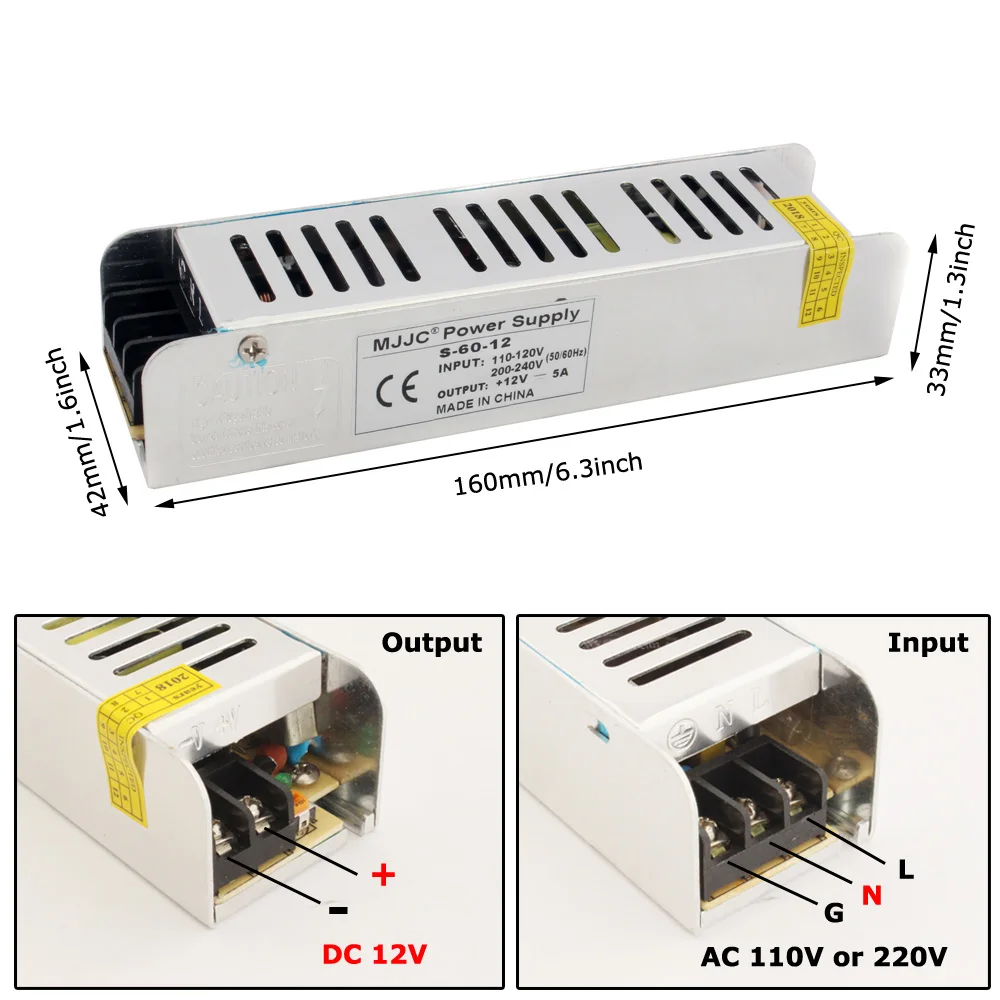 12 в питания блок питания 12 вольт 110 В 220 В переменного тока до 12 В 5A 60 Вт 12.5A 150 Вт 10A 20A 30A Импульсный источник питания Светодиодные ленты свет трансформатор 12 вольт Питание блок