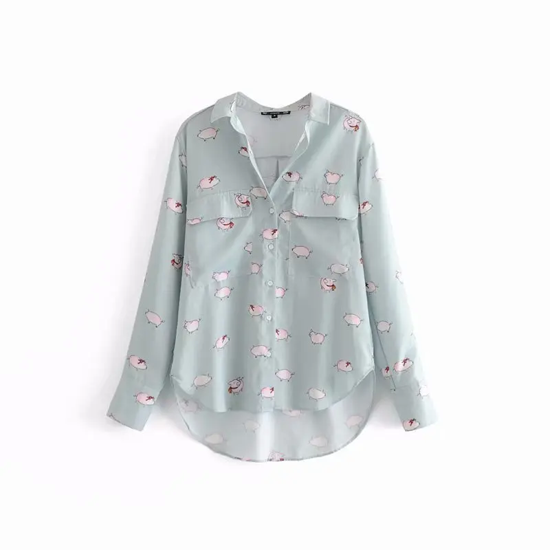 

Fashion women AAZZ40-9172 European and American Fashion Animal Printed Blouse