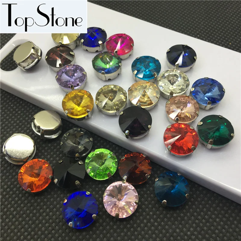 

All Colors Rivoli Glass Crystal Sew On Stone With Metal Cup Claw Setting 6mm 8mm,10mm,12mm,14mm,16,18mm Rivoli Beads Jewelry