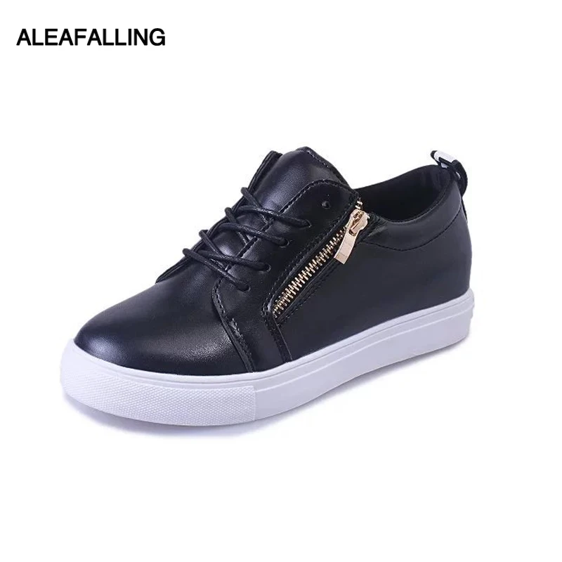 

Aleafalling Women Casual Shoes Autumn Spring Women Shoes Fashion College Student Girl's Zip Lace-Up Two Open Women Sneakers Fl68
