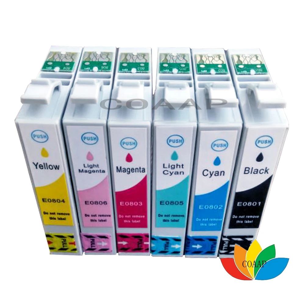 Совместимый чернильный картридж 6pk epson t0801 t0807 для принтера p50 px820fwd px830fwd px720wd |