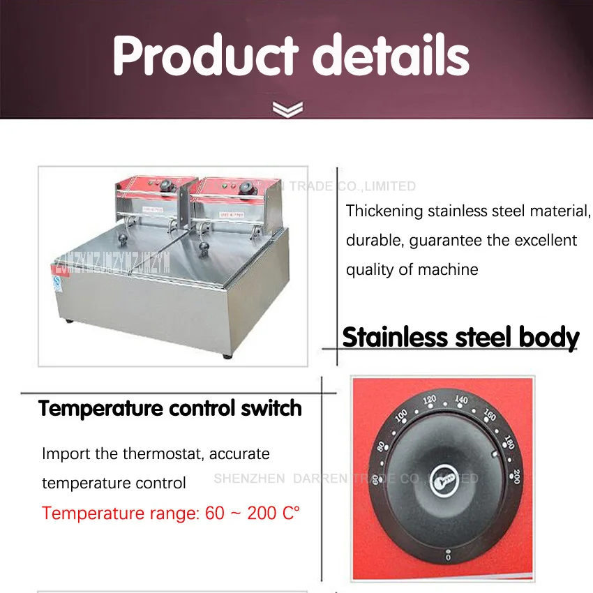 1 шт. 220 В дуплекс двойной сито Электрический доменный коммерческих Фрайер жареная курица ноги, картофель фри, и т. д