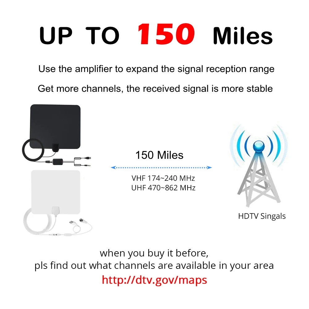 150 Miles внутренняя D tv цифровая телевизионная антенна телевизионная антена с HD кабельная антенна ТВ с усилителем сигнала Усилитель DVB-T/T2 УВЧ VHF антенны