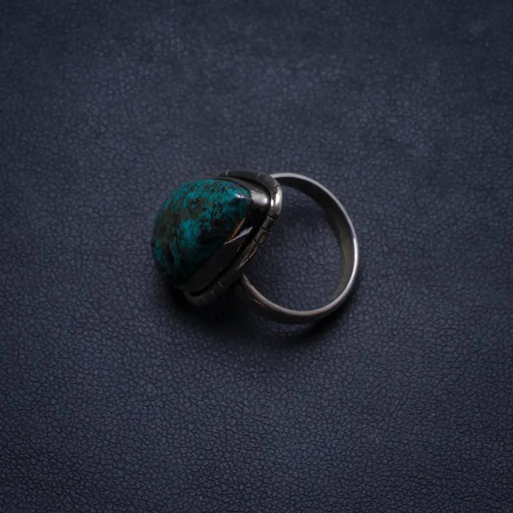 

Natural Chrysocolla Handmade Unique 925 Sterling Silver Ring, US size 6 X1857