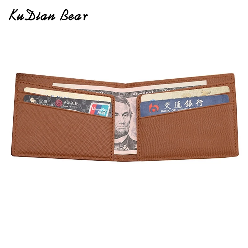 

KUDIAN BEAR Vintage Men Wallet Slim Purse Luxury Money Purse Small Card Holder Hasp Designer Carteira Masculina--BID211 PM49