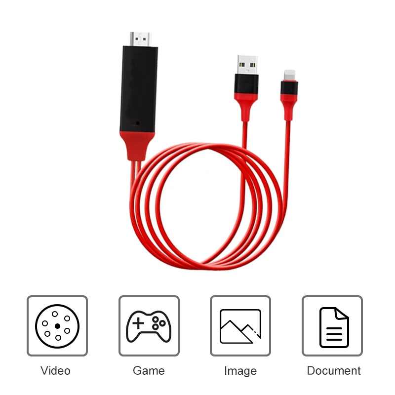Красное мигание 8 Pin к HDMI кабель HD ТВ адаптер USB HDMI 1080P mirrorscreen кабель для apple ТВ для iPhone 7 6S Plus
