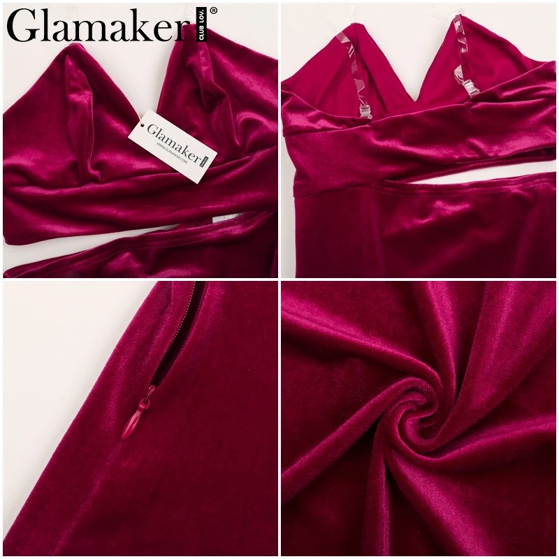 Glamaker, топ-труба, cami, бархатное женское платье, раздельное, из двух частей, облегающее, длинное, осеннее платье, элегантное, сексуальное, Клубные, вечерние, миди платье, vistidos