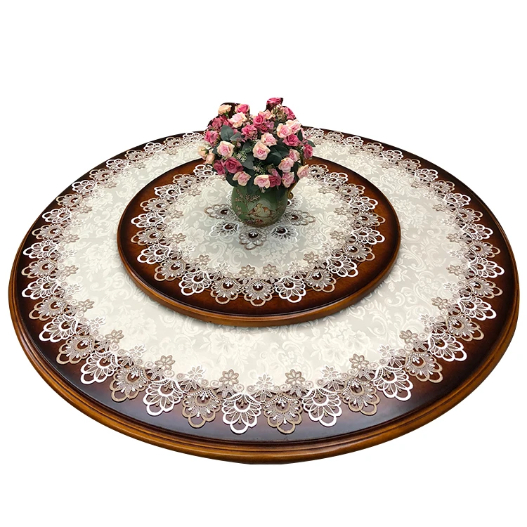 Preise Luxuriösen Doppel farbe spitze stickerei tuch kunst rund tischdecke tischläufer tischfahne staubabdeckungen Tischset