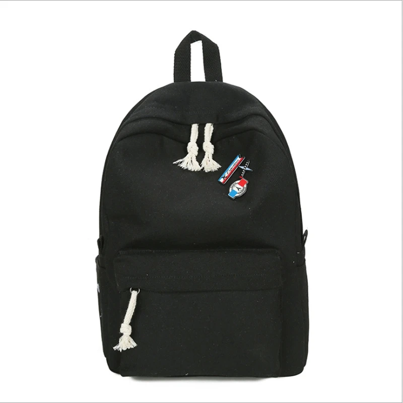 

Bag For Women 2019 Fashion Travel Backpack School Bags Solid Color Canvas Schoolbag for Teenagers Girls