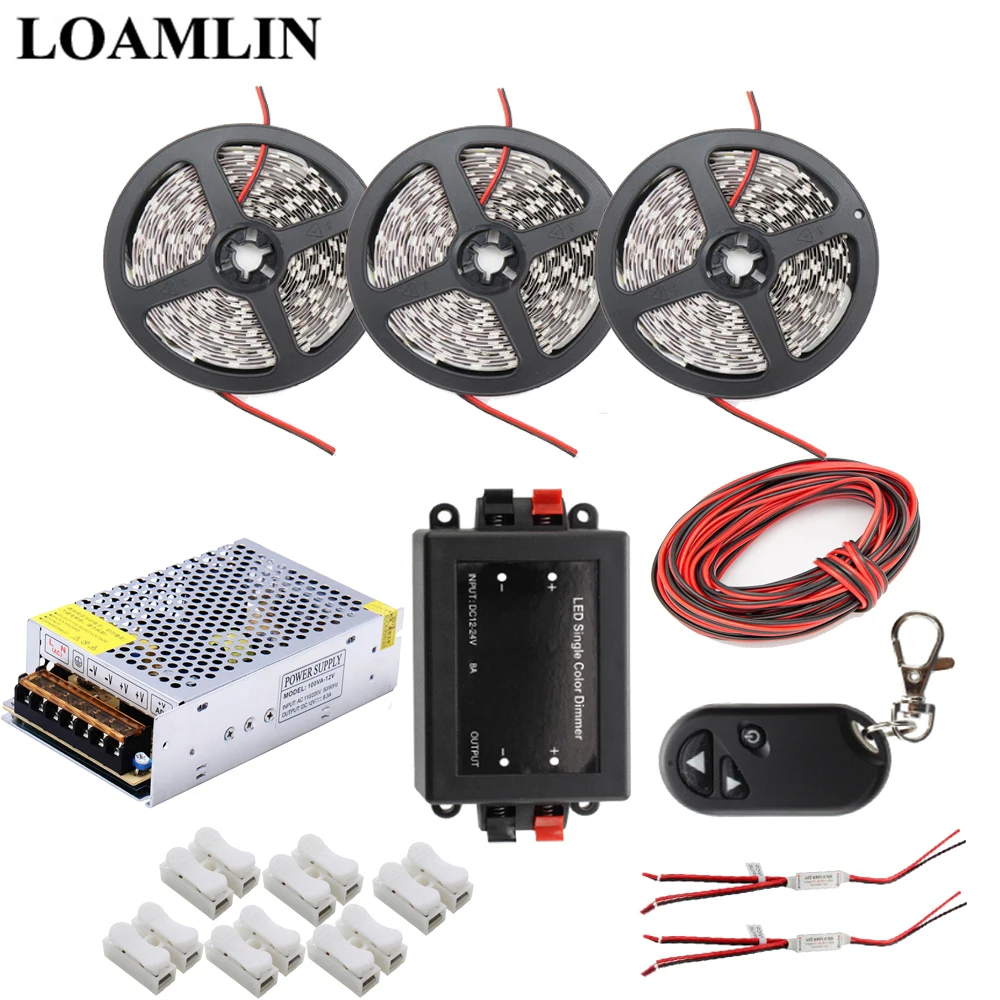 

Led Strip 5050SMD White/Warm White/Blue/Red Waterproof Led Light DC12V+Led Dimmer Controller Power Transformer Kit