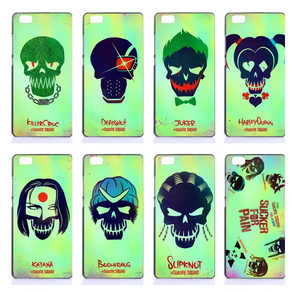 Hard PC Cases For Huawei Ascend P7 P8 P9 Lite P9 Plus Suicide Squad Skull SUCKER FOR PAIN Design Shell Phone Back Covers