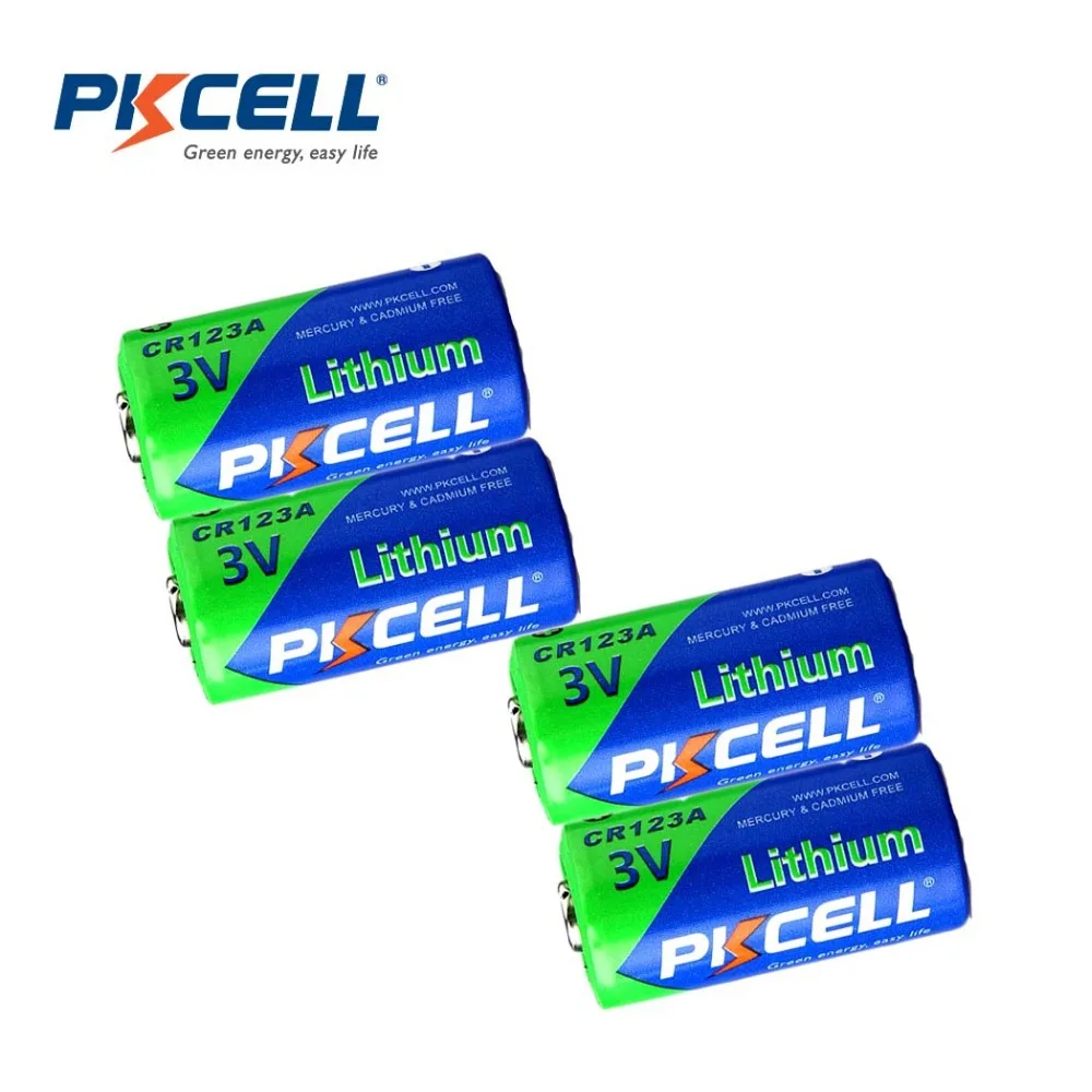 

PKCELL 4PCS 16430 2/3A 3V Battery CR123A CR123 CR 123 CR17335 123A CR17345(CR17335) 3V Lithium Battery Batteries for Carmera
