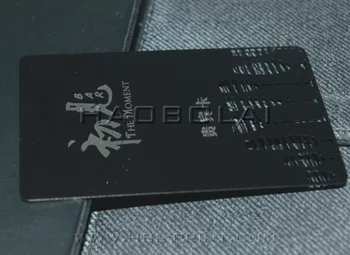 

matte black metal card laser engrave CUTOU free shipment unique number/barcode