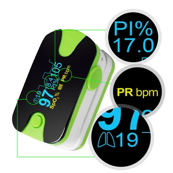 

OLED Finger Pulse Oximeter Portable Color 4 Parameter SPO2 PR PI Respiration Rate Monitor Green Multi-function Finger Oximeter