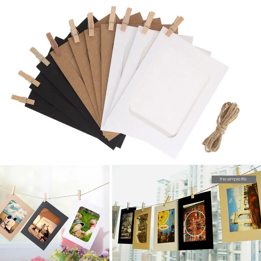 10 шт. DIY крафт бумага фоторамка 3 7 дюймов подвесная настенная рамка для фотографий