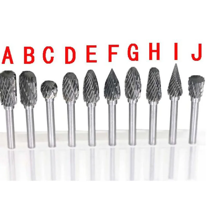 

10pcs 1/8" Shank Tungsten Carbide Milling Cutter Rotary Tool Burr Double Diamond Cut Rotary Dremel Tools Electric Grinding
