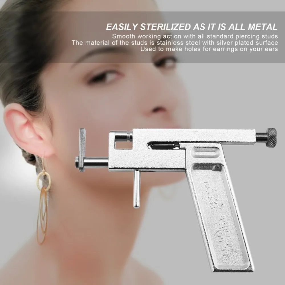 

1 Set Professional Stainless Steel Ear Nose Navel Body Piercing Gun With 98pcs Earring Studs Jewelry Tool Kit Set Durable Box