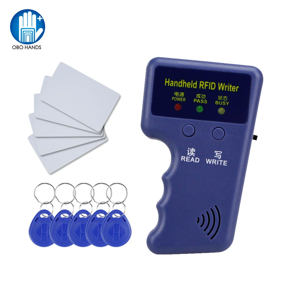 Handheld 125khz RFID Duplicator key copier reader writer ID card cloner Programmer +5 Keys +5pcs Rewritable Cards EM4305 T5577 Handheld 125khz RFID Duplicator key copier reader writer ID card cloner Programmer +5 Keys +5pcs Rewritable Cards EM4305 T5577