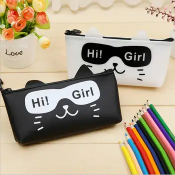 

kawaii cat leather pen case fabric pencil bag etui a crayons cuir pencil pouch stifte tasche pencil case school bag plumie 04814