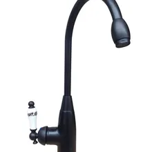 Черный Масло Втирают Латунь Одиночная Вращающаяся ручка Носик Кухня Раковина кран холодной и горячей смесителя asf109